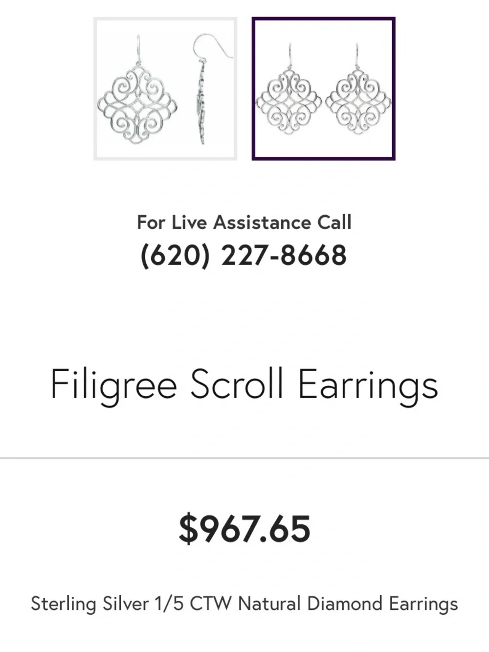 Stuller Filigree Scroll Sterling & Diamond Earrings